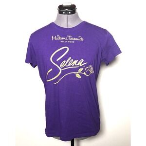 Selena Quintanilla Shirt Purple Madame Tussaud's Tribute Tee STAINED B-38" L